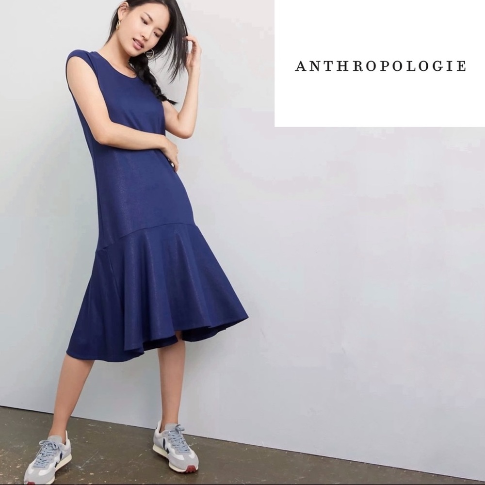 Anthropologie Maeve Ismene Midi Blue Sparkle Dress
